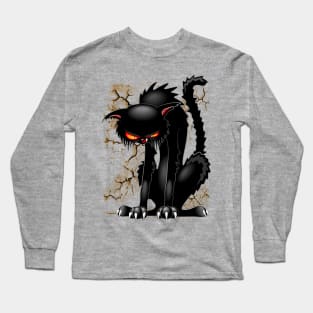 Black Cat Evil Angry Funny Character Long Sleeve T-Shirt